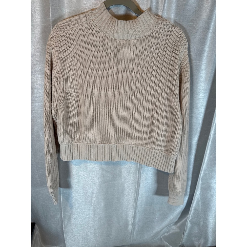 Aeropostale Sweater Womens XL Extra Large Beige Knit Long Sleeve Cropped - Picture 6 of 6